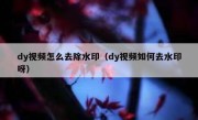 dy视频怎么去除水印（dy视频如何去水印呀）