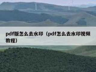 pdf版怎么去水印（pdf怎么去水印视频教程）