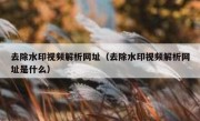 去除水印视频解析网址（去除水印视频解析网址是什么）