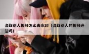 盗取别人视频怎么去水印（盗取别人的视频违法吗）