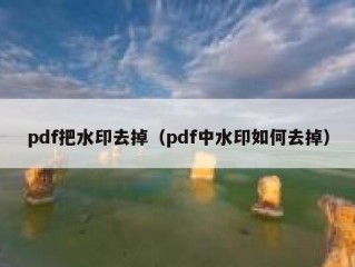 pdf把水印去掉（pdf中水印如何去掉）