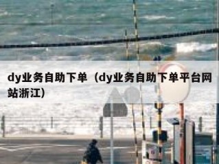 dy业务自助下单（dy业务自助下单平台网站浙江）