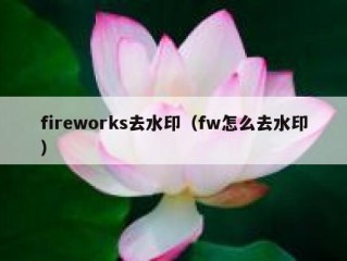 fireworks去水印（fw怎么去水印）