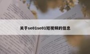 关于se01se01短视频的信息