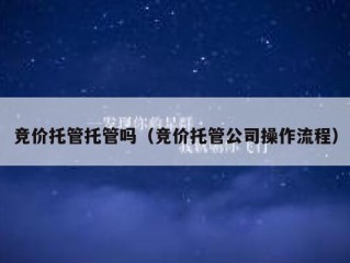 竞价托管托管吗（竞价托管公司操作流程）