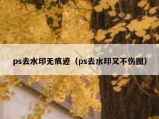 ps去水印无痕迹（ps去水印又不伤图）