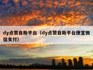 dy点赞自助平台（dy点赞自助平台便宜微信支付）