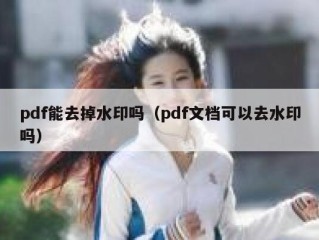 pdf能去掉水印吗（pdf文档可以去水印吗）