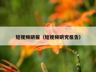 短视频研报（短视频研究报告）