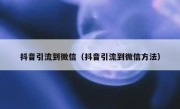 抖音引流到微信（抖音引流到微信方法）