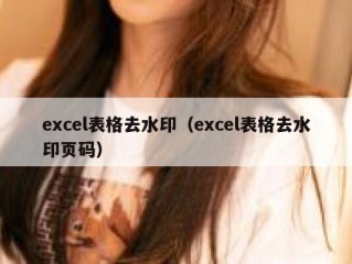 excel表格去水印（excel表格去水印页码）