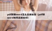 pdf转换word怎么去掉水印（pdf转word如何去掉水印）