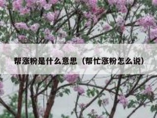 帮涨粉是什么意思（帮忙涨粉怎么说）