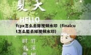 fcpx怎么去除视频水印（finalcut怎么能去掉视频水印）