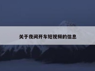 关于夜间开车短视频的信息