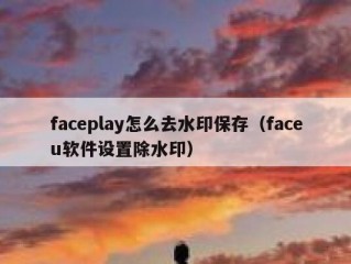 faceplay怎么去水印保存（faceu软件设置除水印）