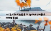 pdf水印如何去掉水印（pdf水印如何去掉水印电脑）