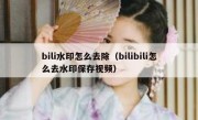 bili水印怎么去除（bilibili怎么去水印保存视频）