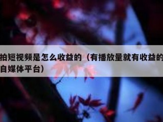 拍短视频是怎么收益的（有播放量就有收益的自媒体平台）