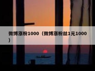 微博涨粉1000（微博涨粉丝1元1000）