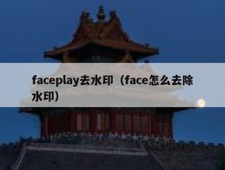 faceplay去水印（face怎么去除水印）