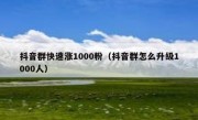 抖音群快速涨1000粉（抖音群怎么升级1000人）