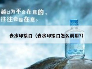 去水印接口（去水印接口怎么调用?）