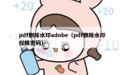 pdf删除水印adobe（pdf删除水印权限密码）