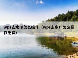 wps去水印怎么操作（wps去水印怎么操作免费）