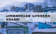 pdf灰色水印怎么去除（pdf文件灰色水印怎么去掉）