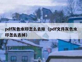 pdf灰色水印怎么去除（pdf文件灰色水印怎么去掉）