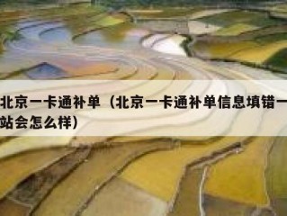 北京一卡通补单（北京一卡通补单信息填错一站会怎么样）