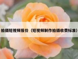 拍摄短视频报价（短视频制作拍摄收费标准）