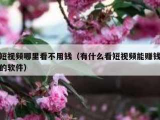 短视频哪里看不用钱（有什么看短视频能赚钱的软件）