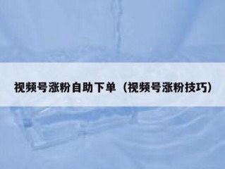 视频号涨粉自助下单（视频号涨粉技巧）