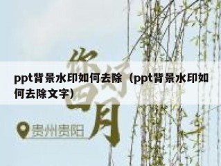 ppt背景水印如何去除（ppt背景水印如何去除文字）