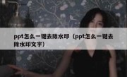 ppt怎么一键去除水印（ppt怎么一键去除水印文字）