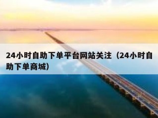 24小时自助下单平台网站关注（24小时自助下单商城）