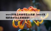 word文档上的水印怎么去掉（word文档的水印怎么去掉水印）