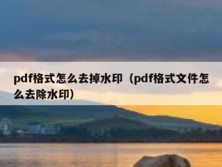 pdf格式怎么去掉水印（pdf格式文件怎么去除水印）