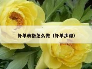 补单表格怎么做（补单步骤）