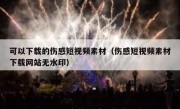 可以下载的伤感短视频素材（伤感短视频素材下载网站无水印）