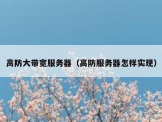 高防大带宽服务器（高防服务器怎样实现）