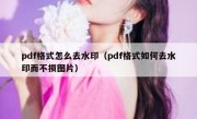 pdf格式怎么去水印（pdf格式如何去水印而不损图片）