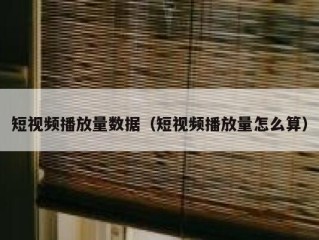 短视频播放量数据（短视频播放量怎么算）