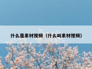 什么是素材视频（什么叫素材视频）