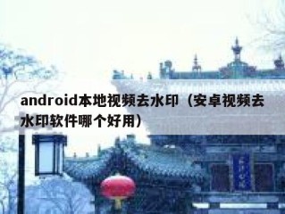 android本地视频去水印（安卓视频去水印软件哪个好用）