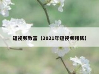 短视频致富（2021年短视频赚钱）