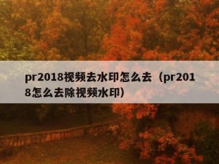 pr2018视频去水印怎么去（pr2018怎么去除视频水印）