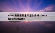 excel表格里的水印怎么去掉（excel表格水印去除）